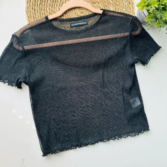 BRANDY MELVILLE Black Porter Sheer Glitter Top‎ - Picture 3 of 10